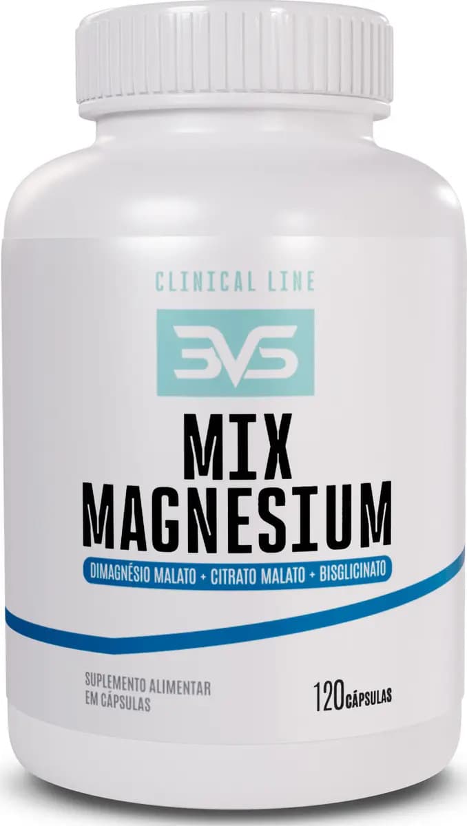 Mix Magnesium - Fórmula Avançada Com Magnésio Dimalato + Magnésio Bisglicinato + Magnésio Citrato - 120 Cápsulas